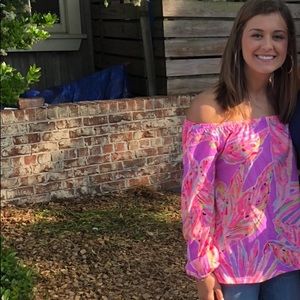 Lilly Pulitzer floral off the shoulder blouse